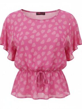 DOLLHOUSE Pink Tank with Heart Print Semi Sheer Overlay Tunic Girls Size 7-8
